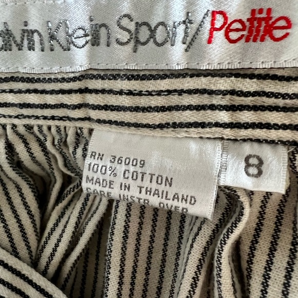 Vintage Calvin Klein Stripe Cotton Midi Skirt a button Down Size 8 Small - Picture 9 of 9